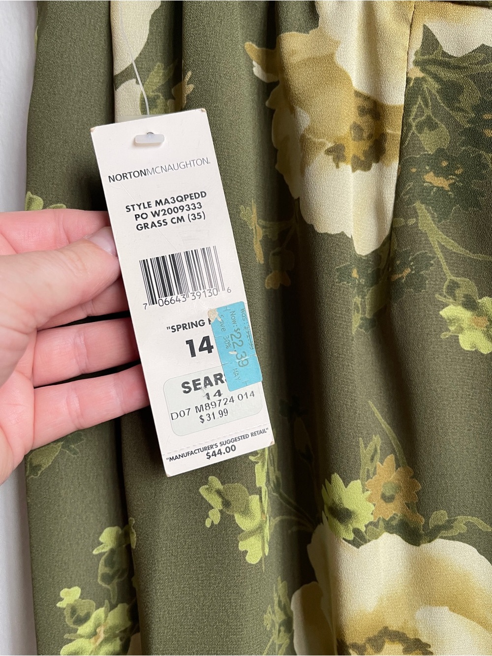 NWT Vintage Y2K Fairy Olive Green + Cream Floral Maxi Skirt - Picture 3 of 8
